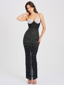 JIMENA CRYSTAL EMBELLISHED MAXI DRESS