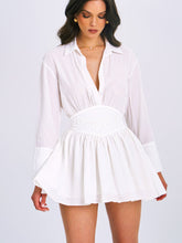 Load image into Gallery viewer, JAMILA WHITE SHIRT MINI DRESS WITH WAIST DETAIL