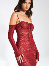 Load image into Gallery viewer, UDAYA BURGUNDY LACE LONG SLEEVE MAXI DRESS