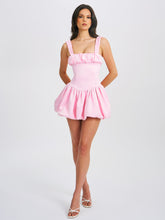 Load image into Gallery viewer, AUBREY PINK SATIN BUBBLE HEM MINI DRESS