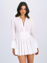Load image into Gallery viewer, JAMILA WHITE SHIRT MINI DRESS WITH WAIST DETAIL