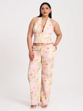 Load image into Gallery viewer, LAUREEN PINK FLORAL PRINT LINEN STRAIGHT PANTS