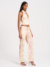 Load image into Gallery viewer, LAUREEN PINK FLORAL PRINT LINEN STRAIGHT PANTS