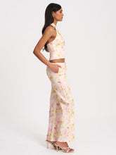 Load image into Gallery viewer, LAUREEN PINK FLORAL PRINT LINEN STRAIGHT PANTS