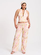 Load image into Gallery viewer, LAUREEN PINK FLORAL PRINT LINEN STRAIGHT PANTS