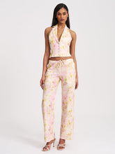 Load image into Gallery viewer, LAUREN PINK FLORAL PRINT RUCHED BACK LINEN SUIT VEST