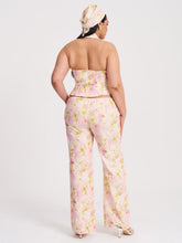 Load image into Gallery viewer, LAUREEN PINK FLORAL PRINT LINEN STRAIGHT PANTS