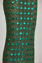 Load image into Gallery viewer, CROCHET SEQUIN HUNTER GREEN MAXI DRESS
