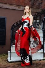 Load image into Gallery viewer, CEDRIC BROWN COLLECTION RED AND BLACK MARBLE SLIP DRESS