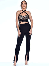 Load image into Gallery viewer, CARMELA BLACK LACE HALTER NECK JUMPSUIT