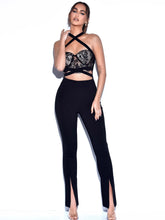 Load image into Gallery viewer, CARMELA BLACK LACE HALTER NECK JUMPSUIT