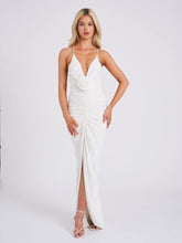 Load image into Gallery viewer, GLEN WHITE STRAPPY DEEP V BACKLESS MAXI DRESS