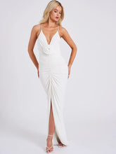 Load image into Gallery viewer, GLEN WHITE STRAPPY DEEP V BACKLESS MAXI DRESS