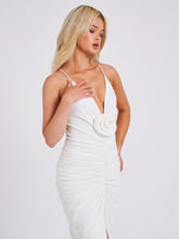 Load image into Gallery viewer, GLEN WHITE STRAPPY DEEP V BACKLESS MAXI DRESS