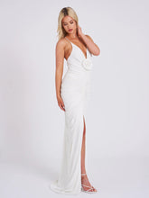 Load image into Gallery viewer, GLEN WHITE STRAPPY DEEP V BACKLESS MAXI DRESS