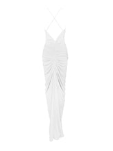 Load image into Gallery viewer, GLEN WHITE STRAPPY DEEP V BACKLESS MAXI DRESS
