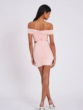 Load image into Gallery viewer, CHAYLYNN PEACH OFF SHOULDER RUCHED DRESS