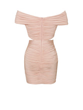 Load image into Gallery viewer, CHAYLYNN PEACH OFF SHOULDER RUCHED DRESS