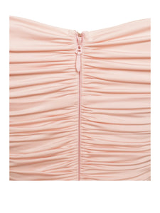 CHAYLYNN PEACH OFF SHOULDER RUCHED DRESS