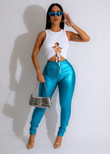 Load image into Gallery viewer, BORN TO SHINE HIGH WAIST STRETCHY METALLIC SKINNY PANTS