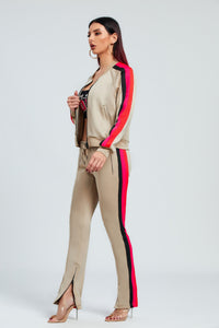 KHAKI SIDE STRIPE TRACKSUIT