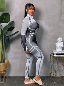 TWO TONE CROPPED JACKET AND LEGGING ACTIVE SET