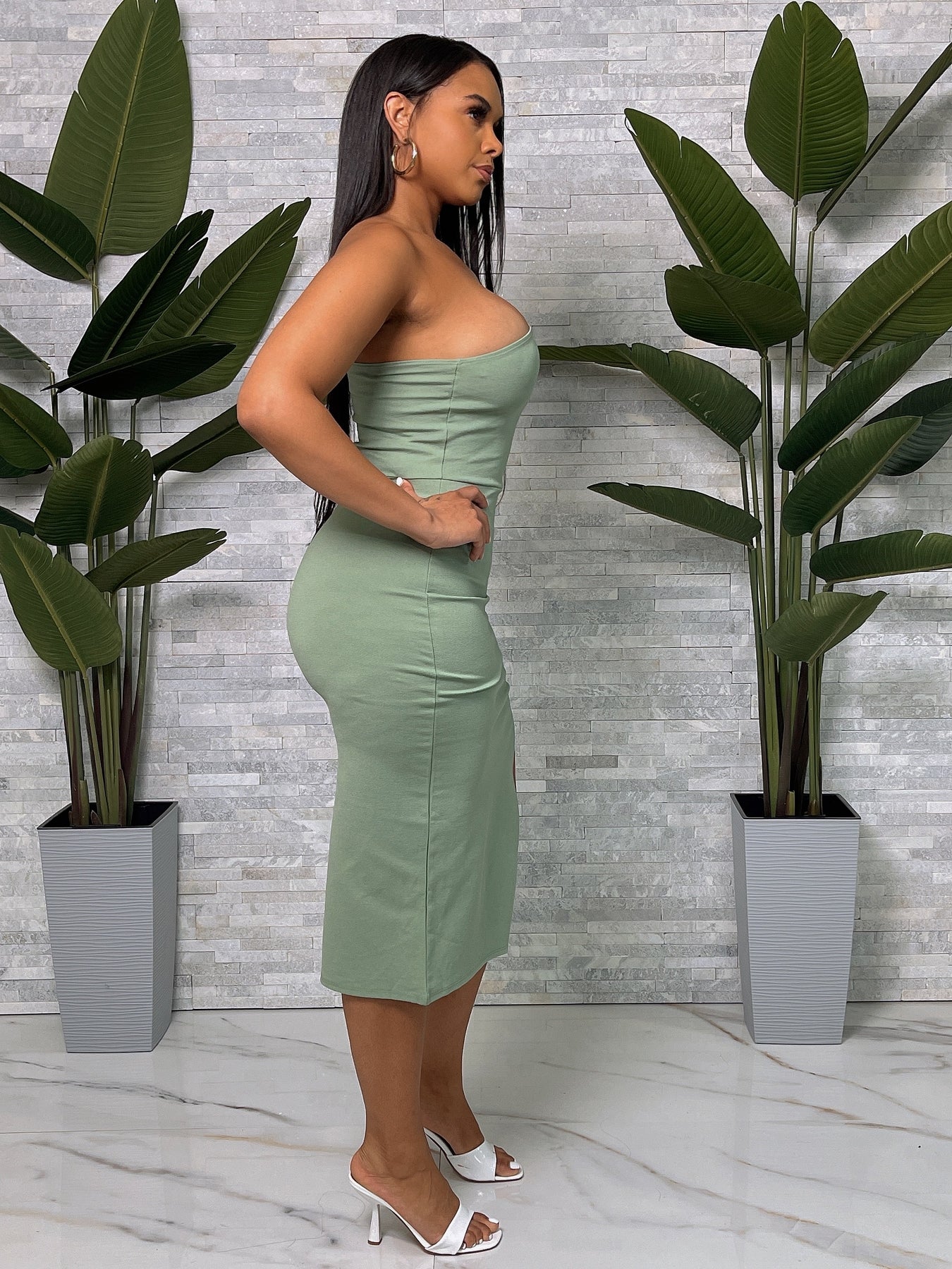 one shoulder midi bodycon dress First Impressions One Shoulder Midi Dress Chocolate