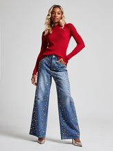 Load image into Gallery viewer, JEWEL AND STUDS EMBELLISHED DENIM JEANS