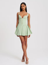 Load image into Gallery viewer, TALA PISTACHIO GREEN SLEEVELESS PLEATED PREPPY