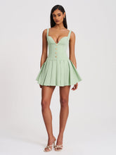 Load image into Gallery viewer, TALA PISTACHIO GREEN SLEEVELESS PLEATED PREPPY