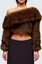 Load image into Gallery viewer, OFF SHOULDER ALL FAUX FUR SWEATER TOP
