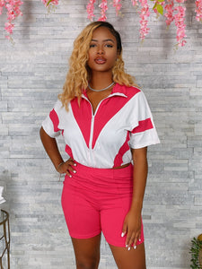 FUCHSIA AND WHITE ACTIVE LOUNGE SET