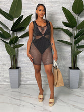 Load image into Gallery viewer, FISHNET RHINESTONE COVER UP DRESS