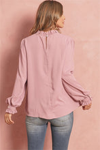 Load image into Gallery viewer, RUFFLE NECK PUFF SLEEVE BLOUSE