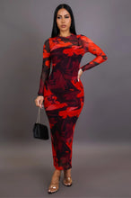 Load image into Gallery viewer, ABSTRACT RED PRINTED MESH MAXI DRESS
