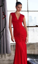 Load image into Gallery viewer, CAPSLEEVE LONG RUCHED DRESS