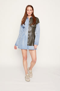 UNREAL LEATHER DENIM SHIRT DRESS