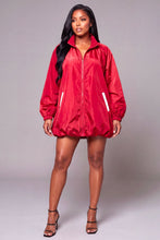 Load image into Gallery viewer, RED TRACK SHIFT BUBBLE HEM JACKET