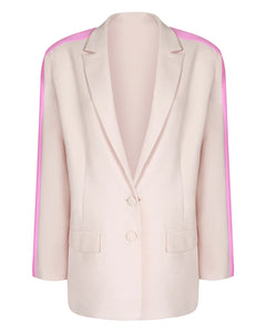 CREAM BOYFRIEND BLAZER WITH SIDE STRIPE