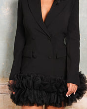 Load image into Gallery viewer, BLACK BLAZER DRESS WITH TULLE HEM