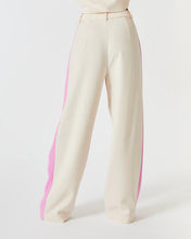 Load image into Gallery viewer, CREAM AND PINK WIDE LEG RELAXED FIT TROUSER WITH CONTRAST SIDE STRIPE