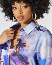 Load image into Gallery viewer, PURPLE MARBLE PRINT SATIN BLOUSE