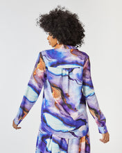 Load image into Gallery viewer, PURPLE MARBLE PRINT SATIN BLOUSE