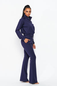 NAVY FLARED LEG TRACK SUIT