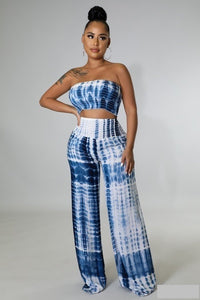 TIE DYE TUBE TOP AND WIDE LEG PANT SET