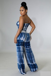 TIE DYE TUBE TOP AND WIDE LEG PANT SET