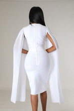 Load image into Gallery viewer, LONG PLEATED DRAPE SLEEVE MIDI BANDAGE DRESS