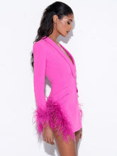 Load image into Gallery viewer, MADELINE FUCHSIA FEATHER TRIM BLAZER DRESS