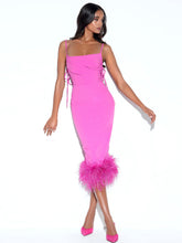 Load image into Gallery viewer, FIONA FUCHSIA FEATHER TRIM BOTTOM MAXI DRESS
