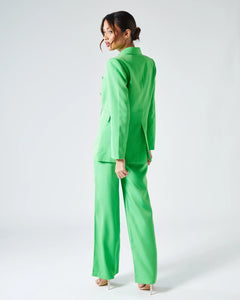 GREEN WIDE LEG TAILORED TROUSERS